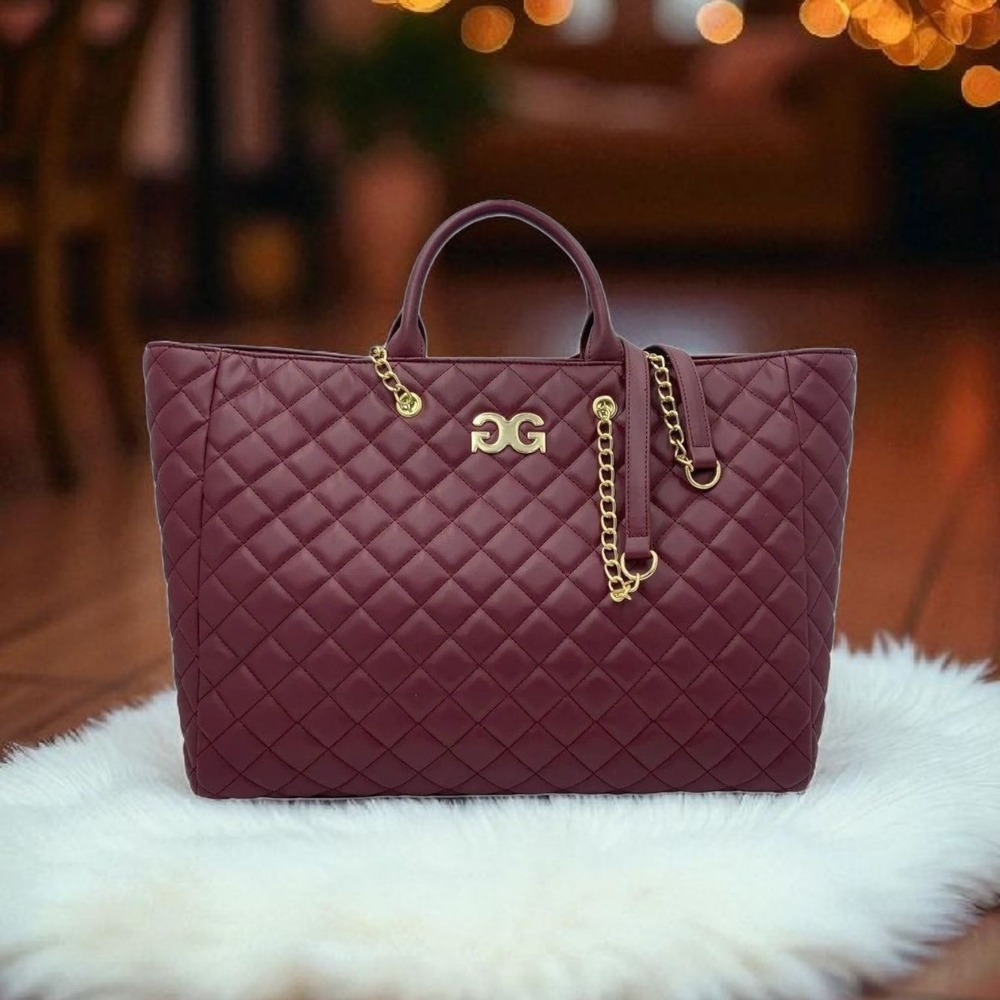Chic Quilted Burgundy Tote Bag